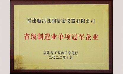 虹润入选福建省制造业单项冠军企业